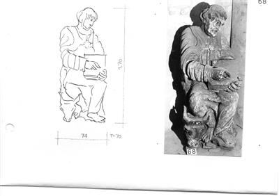 Inv. 68 Sitzfigur, männl. Evangelist  Lukas mit Stier.jpg; 68; ;